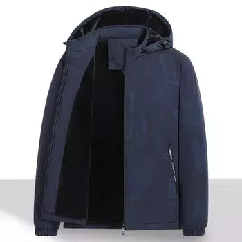 Весенняя и осенняя мужская куртка, флисовая повседневная куртка, съемная шапка, мужская оснастка, свободный мужской топ M синий
