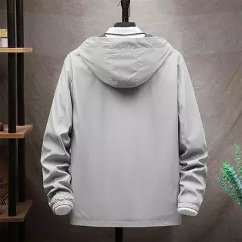 Весенняя и осенняя мужская куртка Повседневная мужская куртка с капюшоном Красивая корейская версия Приталенная одежда Молодежь M серый