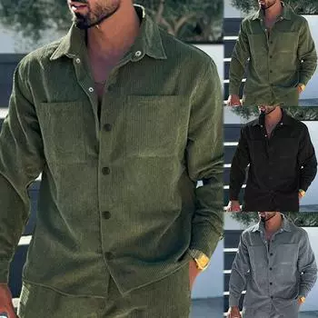 Весенняя и осенняя мужская куртка, рабочая куртка с длинным рукавом, повседневная вельветовая куртка с лацканами для мужчин S серый