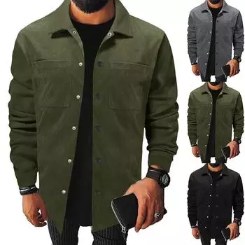 Весенняя и осенняя мужская куртка Tooling Jacket Однотонная вельветовая однобортная тонкая куртка Мужская куртка S серый
