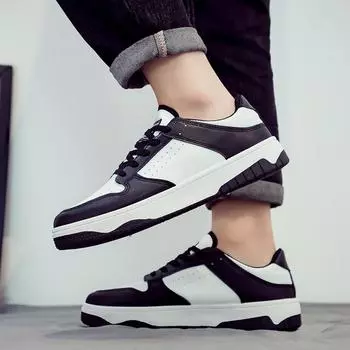 Весенняя и осенняя мужская обувь 2025 года, новые универсальные мужские повседневные кожаные туфли, летние дышащие спортивные туфли для сноуборда, мужские туфли Little White Tide 39 чёрный