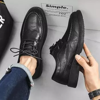 Весенняя и осенняя мужская обувь, новая повседневная обувь, студенческая модная обувь, мужская деловая обувь, кожаные туфли, мужская водонепроницаемая обувь для шафера, рабочая обувь 39