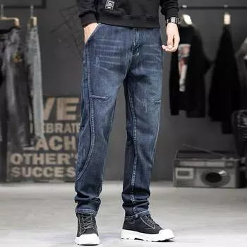 Весенняя и осенняя мужская одежда в стиле панк Харадзюку, повседневные облегающие джинсы, брюки для мужчин 44