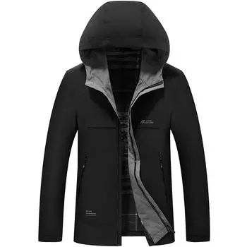 Весенняя и осенняя новая куртка Повседневная куртка для мужчин молодого и среднего возраста Хлопковая куртка Куртка с капюшоном Мужская одежда M