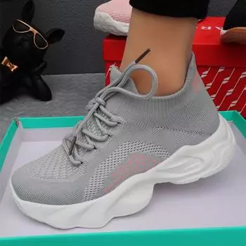 Весенняя и осенняя обувь Большие размеры Fly Woven Shoes Женская обувь Обувь для отдыха и спорта 35 серый