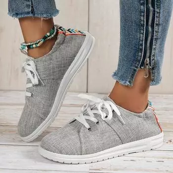 Весенняя и осенняя обувь больших размеров с кружевом и круглым носком, повседневная обувь из неглубокой парусины, женская обувь 36 белый