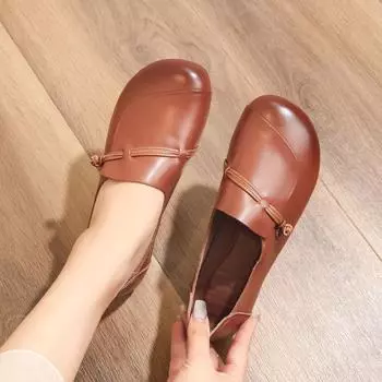 Весенняя и осенняя обувь из натуральной кожи для женщин среднего и пожилого возраста. Туфли на плоской подошве с нескользящей подошвой для мам. 35