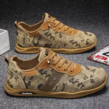 Весенняя и осенняя обувь Мужская обувь больших размеров Холщовая обувь Низкий верх для отдыха на плоской подошве 39 хаки