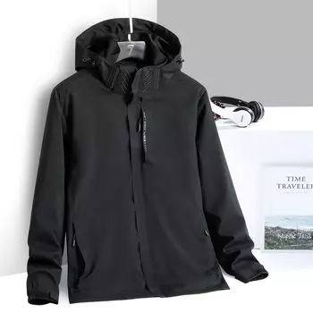 Весенняя и осенняя одежда штурмовиков для пар, одежда для одного человека со съемными головными уборами, ветро- и водонепроницаемая одежда штурмовиков для активного отдыха L темно-зеленого