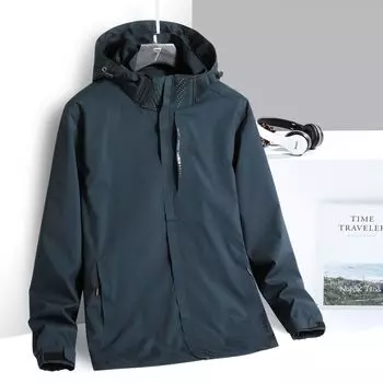 Весенняя и осенняя одежда штурмовиков для пар, одежда для одного человека со съемными головными уборами, ветро- и водонепроницаемая одежда штурмовиков для активного отдыха L темно-зеленого