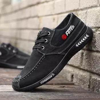 Весенняя и осенняя парусиновая обувь, нескользящая повседневная обувь, мужские кроссовки, дышащая мужская обувь 44 чёрный