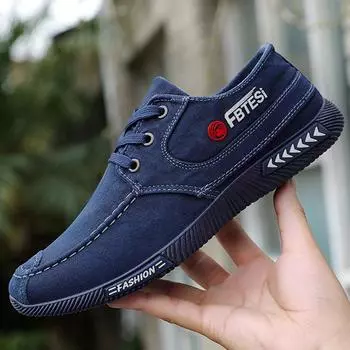 Весенняя и осенняя парусиновая обувь, нескользящая повседневная обувь, мужские кроссовки, дышащая мужская обувь 39 синий