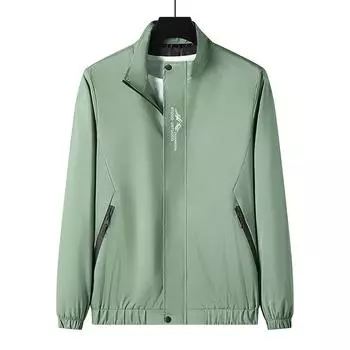 Весенняя и осенняя повседневная куртка мужская куртка с воротником-стойкой Мужская одежда среднего возраста и молодежь, которую носят люди разных возрастов и пальто универсальны M зелёный