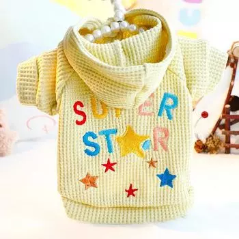 Весенняя и осенняя шапка с вышивкой для домашних животных, толстовка со звездами, пальто для маленьких собак, плюшевая игрушка для домашних собак, нижняя рубашка для щенков, одежда для маленьких собак XS