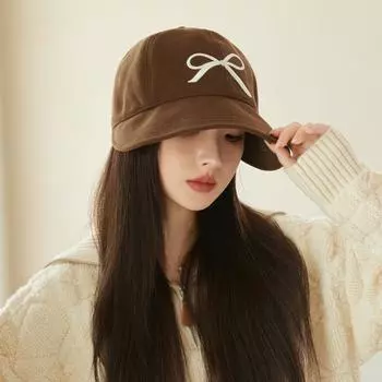Весенняя и осенняя шляпа женская кепка-бантик модная универсальная однотонная текстурированная бейсболка average size