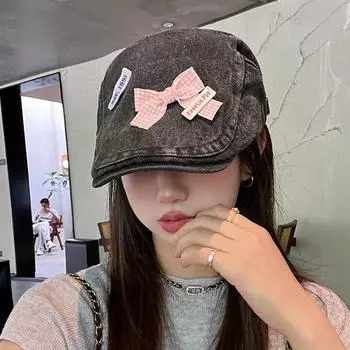 Весенняя и осенняя шляпа женская милая классная бантовая шляпа женская литературная ковбойская шляпа вперед японская ретро-шляпа Bud average size