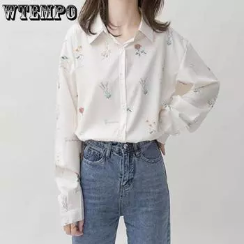 Весенняя и осенняя женская белая рубашка. Небольшое количество одежды с чувством дизайна. Классная стильная шифоновая рубашка с длинными рукавами. S белый
