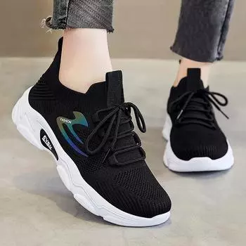 Весенняя и осенняя женская обувь Повседневная обувь Модные кроссовки Летающие тканые дышащие кроссовки 36