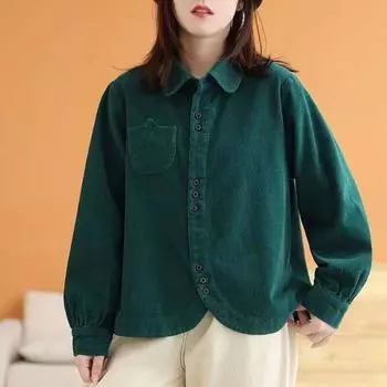 Весенняя и осенняя женская одежда, женские рубашки для темперамента, свободные, повседневные, модные, универсальные, в стиле вестерн, кардиганы, вельветовые куртки для женщин L красный