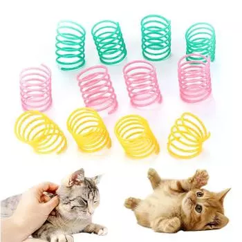 Весенняя игрушка для кошек, пластиковые красочные спиральные пружины, действие домашних животных, широкие интерактивные игрушки, случайный цвет