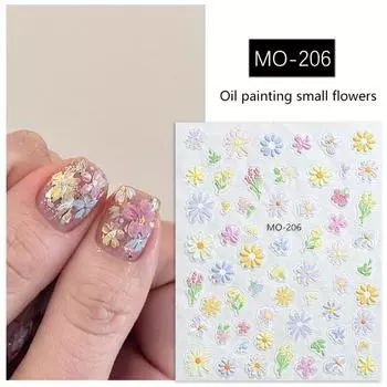 Весенняя картина маслом Цветочные наклейки для ногтей 5D Рельефные наклейки для ногтей Переводные картинки Маникюрные подвески Высококачественные самоклеящиеся наклейки для ногтей as the picture