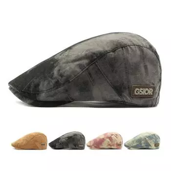 Весенняя кепка Tie-Dyed Мужская кепка-берет Женская кепка British Retro Progressive Кепка с козырьком хаки