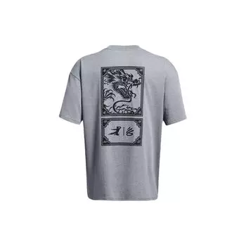 Весенняя коллекция коллаборации Under Armour X Bruce Lee, американский винтажный принт с буквами, свитер с круглым вырезом, короткий рукав, мужская футболка 1383313-035 XXL