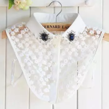 Весенняя кружевная рубашка со стразами и цветущей сливой, рубашка с искусственным воротником, женская рубашка с искусственным воротником, декоративный воротник