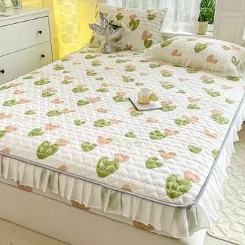 Весенняя кружевная стеганая простыня на резинке, чехол для матраса, простыня размера «queen-size» с резинкой, декор для спальни, покрывало без наволочки 150x200cm-1pc sheet