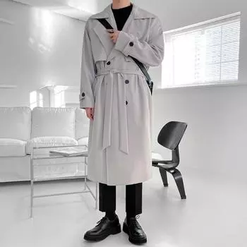 Весенняя куртка длиной до колена в корейском стиле, свободное повседневное пальто M