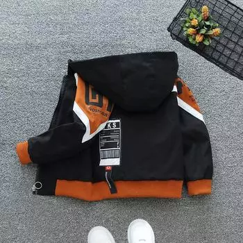 Весенняя куртка для мальчиков Куртка с капюшоном Весенняя и осенняя куртка для детей среднего возраста 80 темно-зеленого