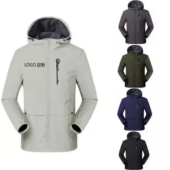 Весенняя куртка для мужчин Однотонная уличная куртка с капюшоном Hardshell для мужчин L