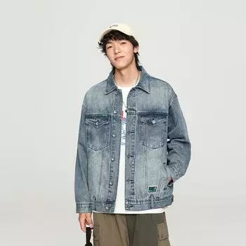 Весенняя куртка для пожилых людей с постепенным изменением, стираная ретро-джинсовая куртка для мужчин, весенне-летняя свободная американская куртка для мужчин M синий