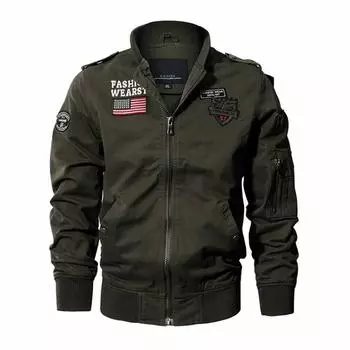 Весенняя куртка в стиле милитари, мужская хлопковая куртка, пальто, армейские мужские куртки для пилотов, пальто-карго для полетов ВВС, XXXXL M чёрный