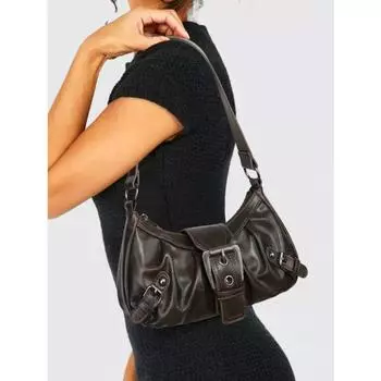 Весенняя маленькая сумка в стиле Майяра в стиле ретро Spicy Girl Wasteland Style Vintage Leather Shoulder Bag через подмышку кофейный