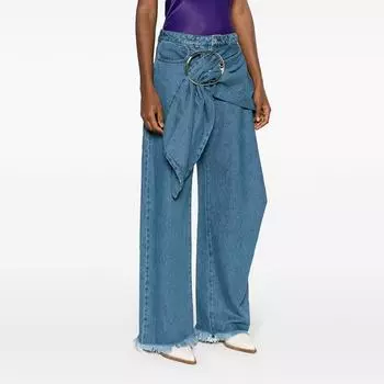 Весенняя мода, индивидуальный тренд, ветер, складки, металлические украшения, сращивание, дизайн, чувство, высокая талия, джинсы для женщин S синий