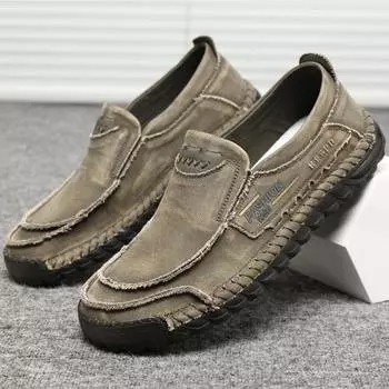 Весенняя мода низкие повседневные мужские туфли из стираной ткани с дышащей мягкой подошвой из ткани мужские туфли для вождения 38 серый