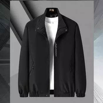 Весенняя мода однотонный повседневный тренд воротник-стойка куртка принтованный популярный ветровка пальто пальто для мужчин M темно-серого