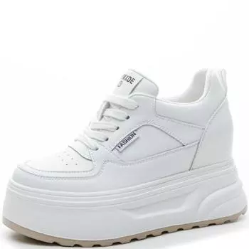 Весенняя мода женская обувь на толстой подошве повседневные нескользящие кроссовки на толстой подошве со шнуровкой модные кроссовки с круглым носком 34 белый