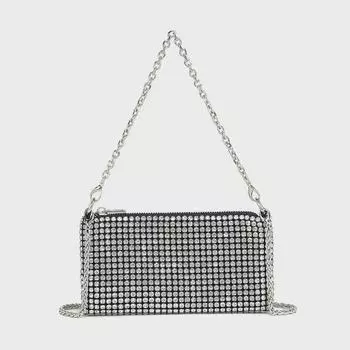 Весенняя модная сумка-цепочка Diamond Crossbody 2025 года - популярная сумка для мобильного телефона 20*2*10 cm серебряный