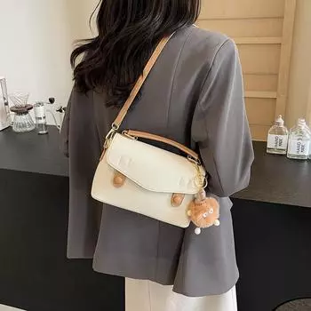 Весенняя модная женская сумка с текстурой, новинка 2024 года, минималистичная маленькая квадратная сумка контрастного цвета, универсальная сумка через плечо на одно плечо