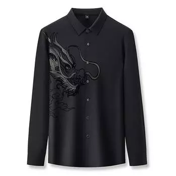 Весенняя мужская бесшовная рубашка с длинными рукавами, деловая мужская повседневная рубашка из шелка-шелковицы M