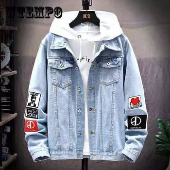 Весенняя мужская джинсовая куртка Модная тенденция Красивая студенческая куртка Повседневная свободная мужская куртка M