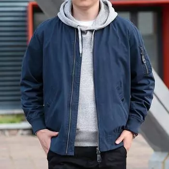 Весенняя мужская функциональная куртка с несколькими карманами, модная куртка с инструментами, свободная корейская версия, модная куртка с капюшоном M чёрный