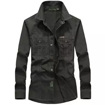 Весенняя мужская хлопковая рубашка больших размеров с длинными рукавами M