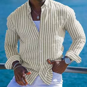 Весенняя мужская классическая рубашка с лацканами и длинными рукавами, однобортный средней длины, облегающий кардиган на пуговицах, кардиган в гавайском стиле, пляжный топ для отпуска M синий