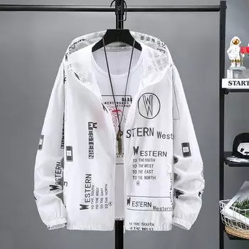 Весенняя мужская куртка больших размеров, осенняя спортивная тонкая дышащая быстрая куртка, устойчивая к ультрафиолетовому излучению XS чёрный