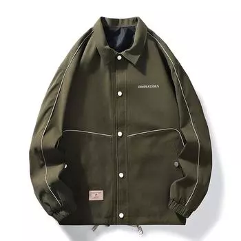 Весенняя мужская куртка большого размера, свободная пара, повседневное простое мужское пальто с принтом M чёрный