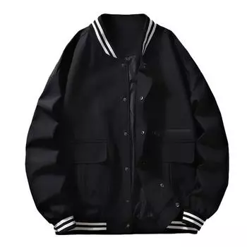 Весенняя мужская модная свободная куртка с бейсбольным воротником, молодежная универсальная модная удобная верхняя часть M чёрный