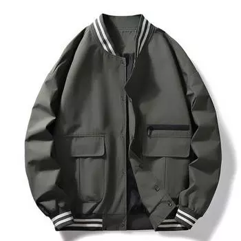 Весенняя мужская модная свободная куртка с бейсбольным воротником, молодежная универсальная модная удобная верхняя часть M чёрный